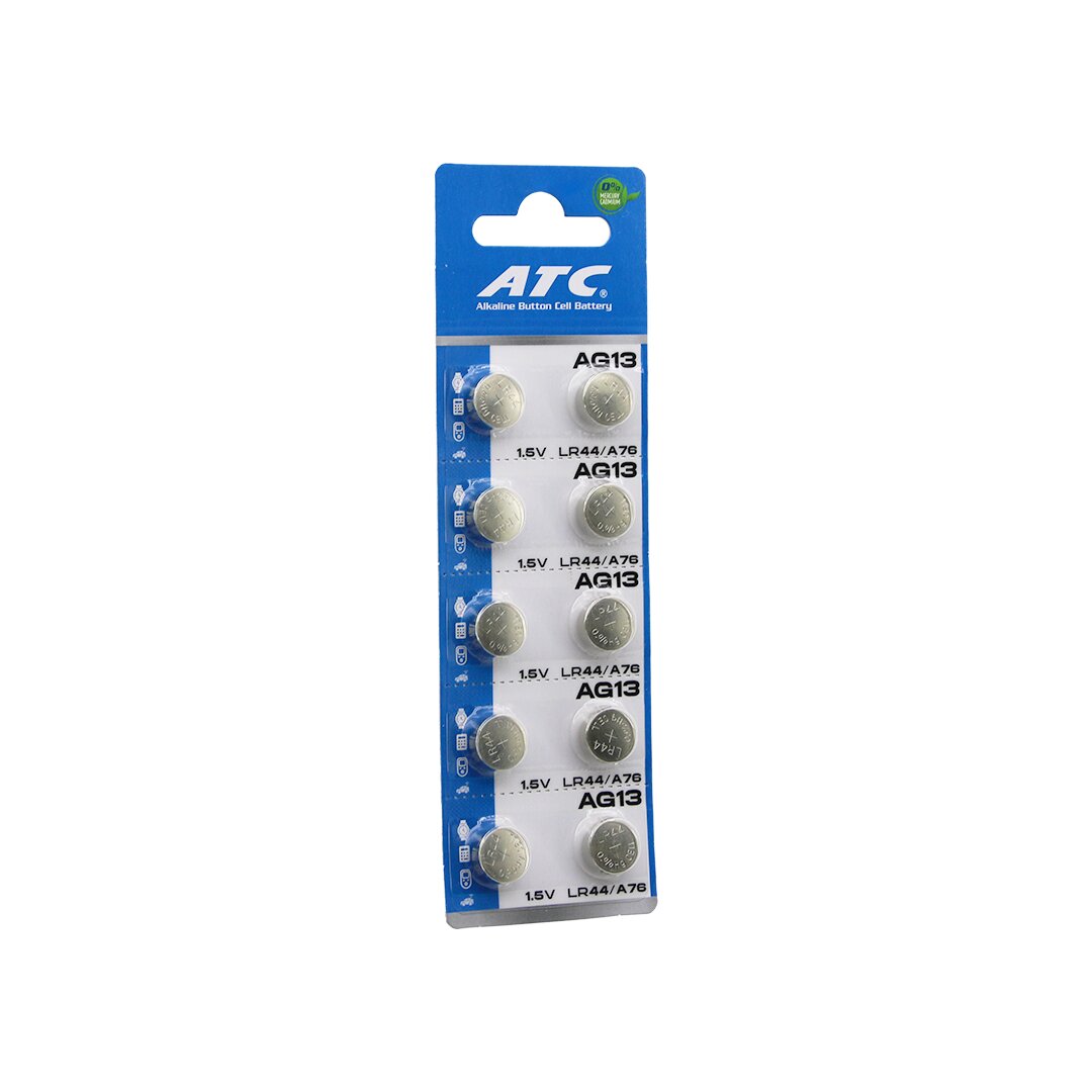 ATC ALKALİNE BUTTON BATTERY AG13 LR-44/A76 DÜĞME PİL ALKALİN 1.5V 10LU KART