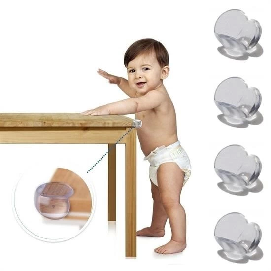 Bebek Çocuk Yumuşak ve Esnek Dairesel Şeffaf Yapışkanlı Güvenlik Köşe Koruyucu