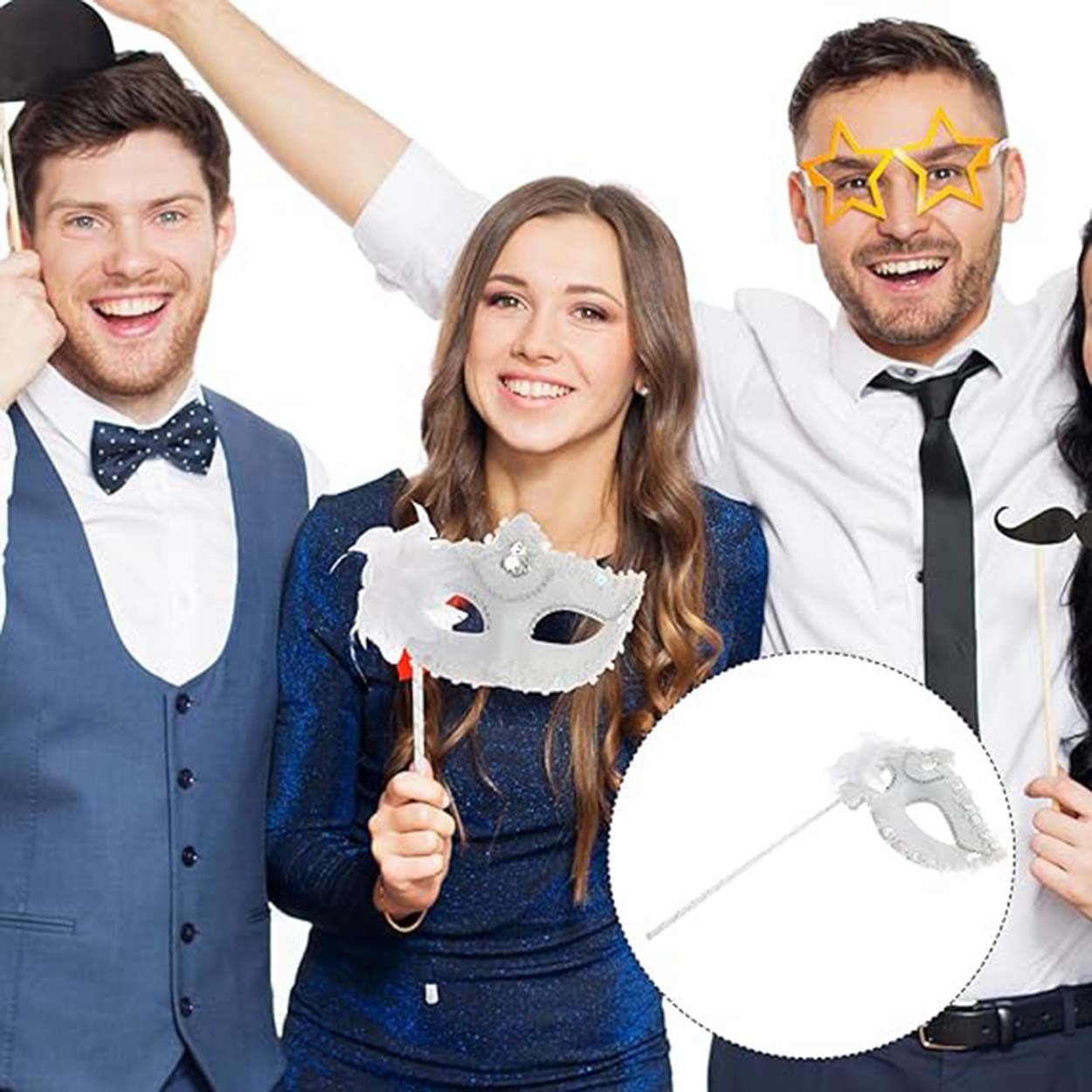 Белая блестящая маска для фотосессии 18x29 см