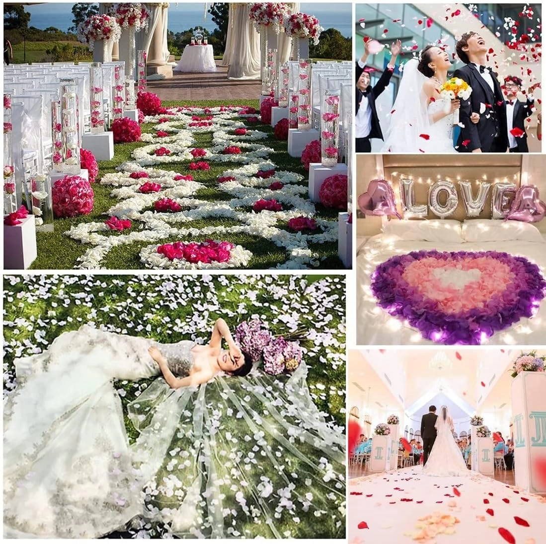 Beyaz Renk Gül Yaprağı Şekilli Konfeti 10 Paket 1000 Adet