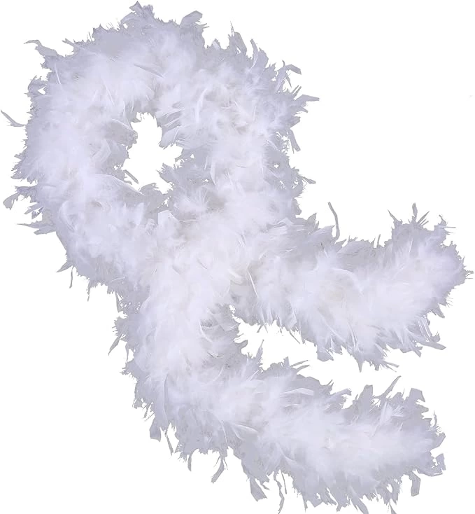 Beyaz Renk Kabarık Kalın Otriş Boa Tüy 6 Cm Genişlik 180-200 Cm Uzunluk