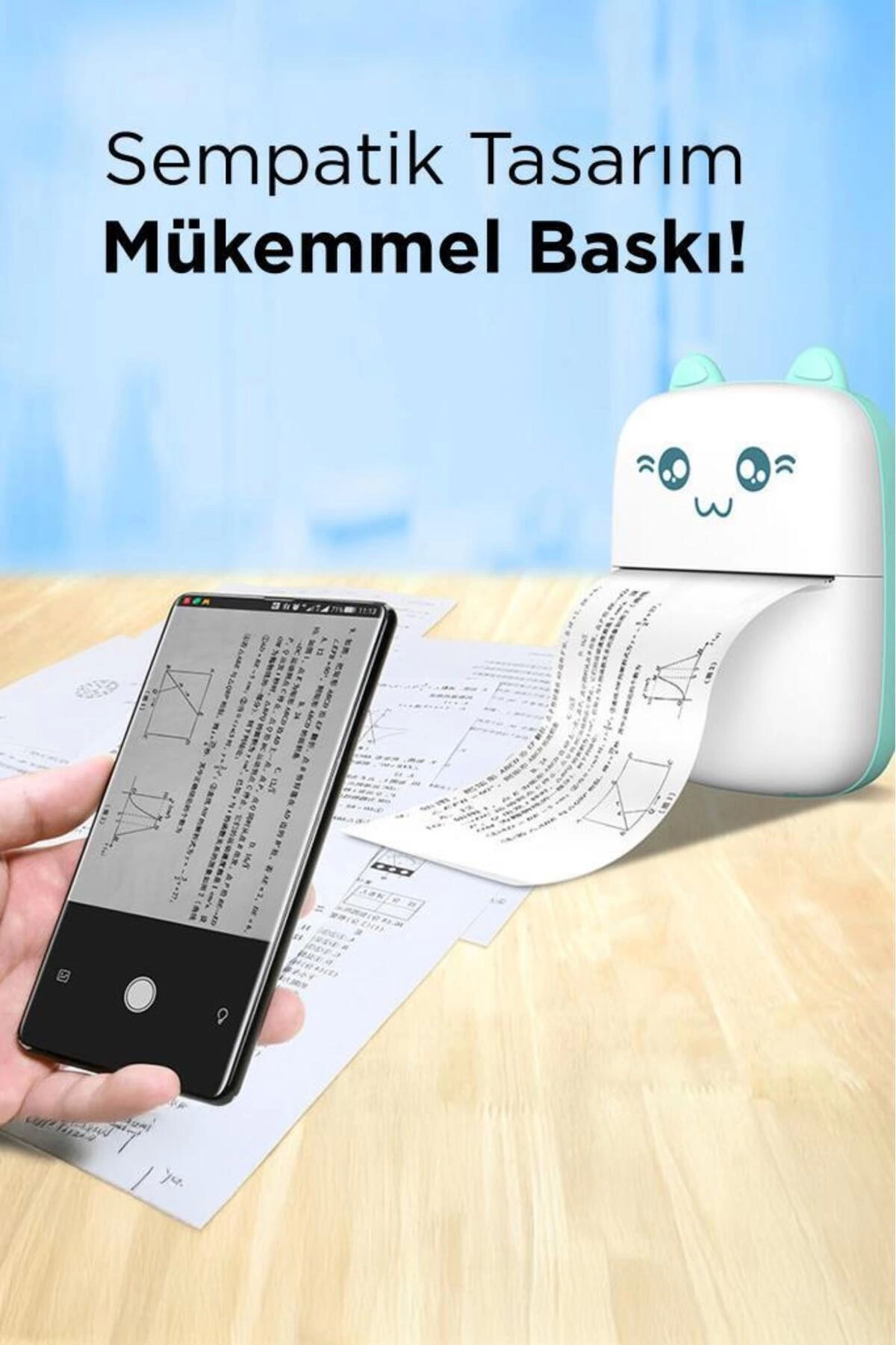 C9 Pembe Mini Yazıcı Taşınabilir Termal Yazıcı Kablosuz Bağlantı Ap Kontrol Cep Yazıcısı
