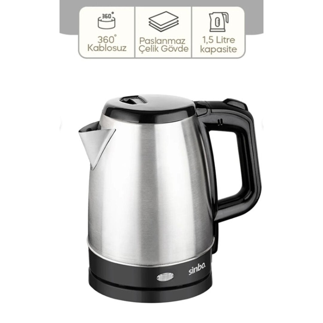 ÇELİK KETTLE 1.7LT GİZLİ REZİSTANS - KABLOSUZ SK-8015