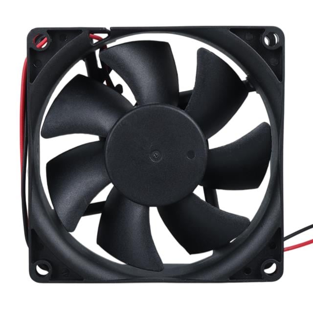 CF-241 DC12V 80x80x25mm Aksiyel Fan - 20cm Siyah-Kırmızı Güç Kablolu