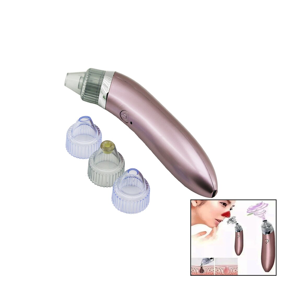 Устройство для ухода за кожей: вакуумная очистка пор, удаление акне, зарядка через USB, 4 насадки