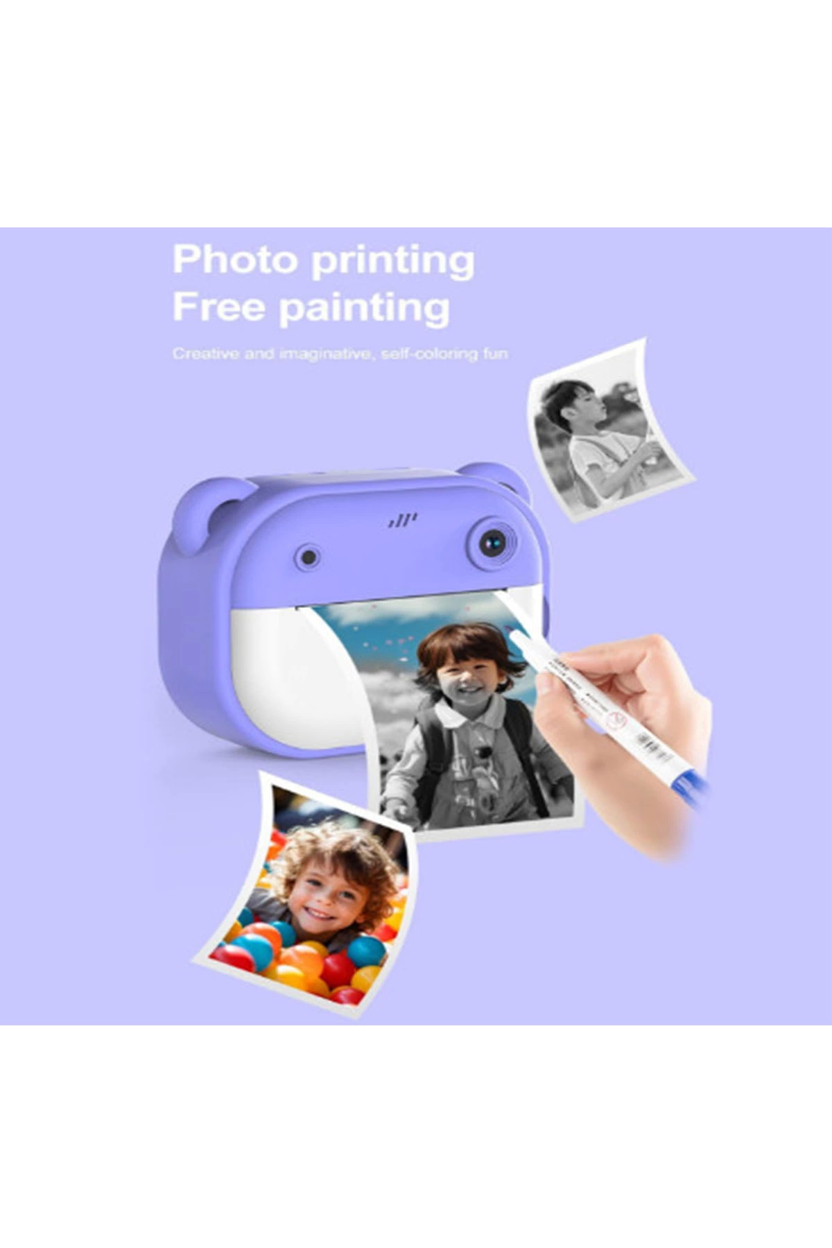 Dijital Video Kayıt Fotoğraf Çocuk Kamerası Anlık Termal Resim Kağıt Baskılı