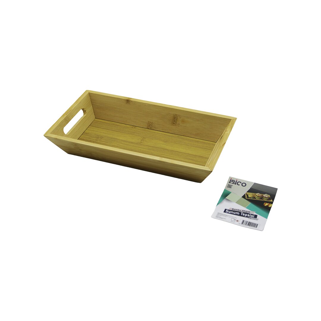 DİKDÖRTGEN=16X30CM  DERİN=4.5CM  AHŞAP BAMBU SUNUM TEPSİSİ ÇİFT OYMA KULPLU