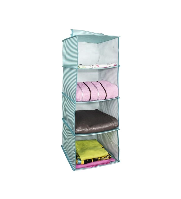 Dolap İçi Düzenleyici Katlanabilir Çok Amaçlı 4 Bölmeli Çizgili Bez Organizer