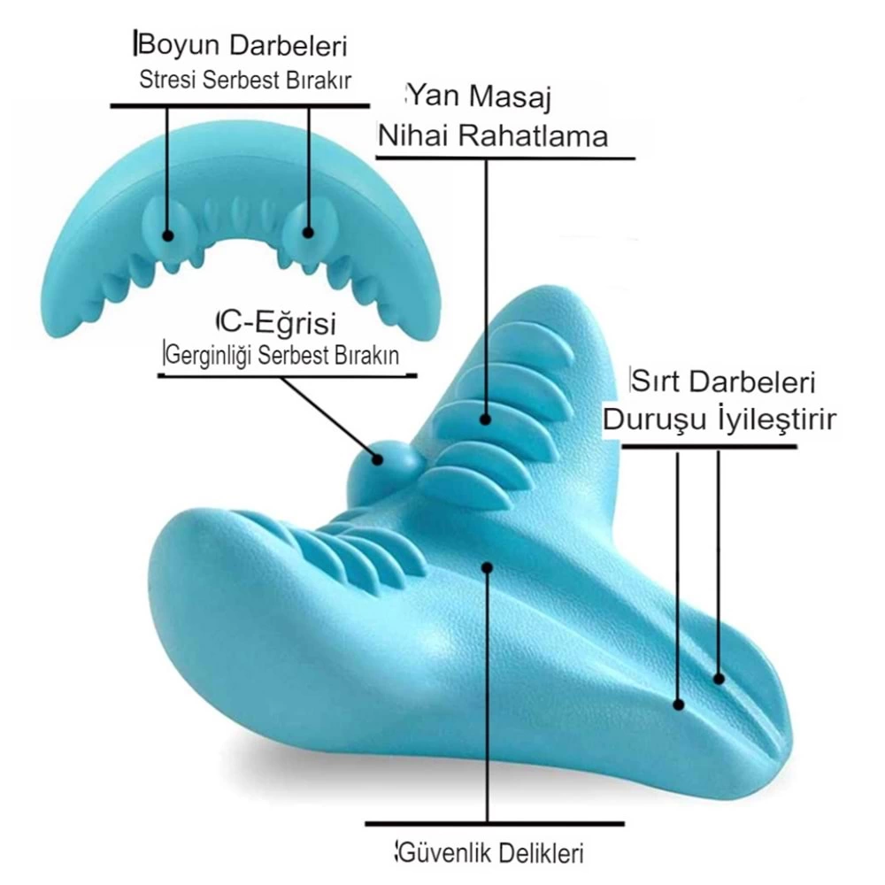 Ergonomik Boyun Masajı Yastığı – Servikal Traksiyon Destekli, Omurilik Ortopedik Yastık