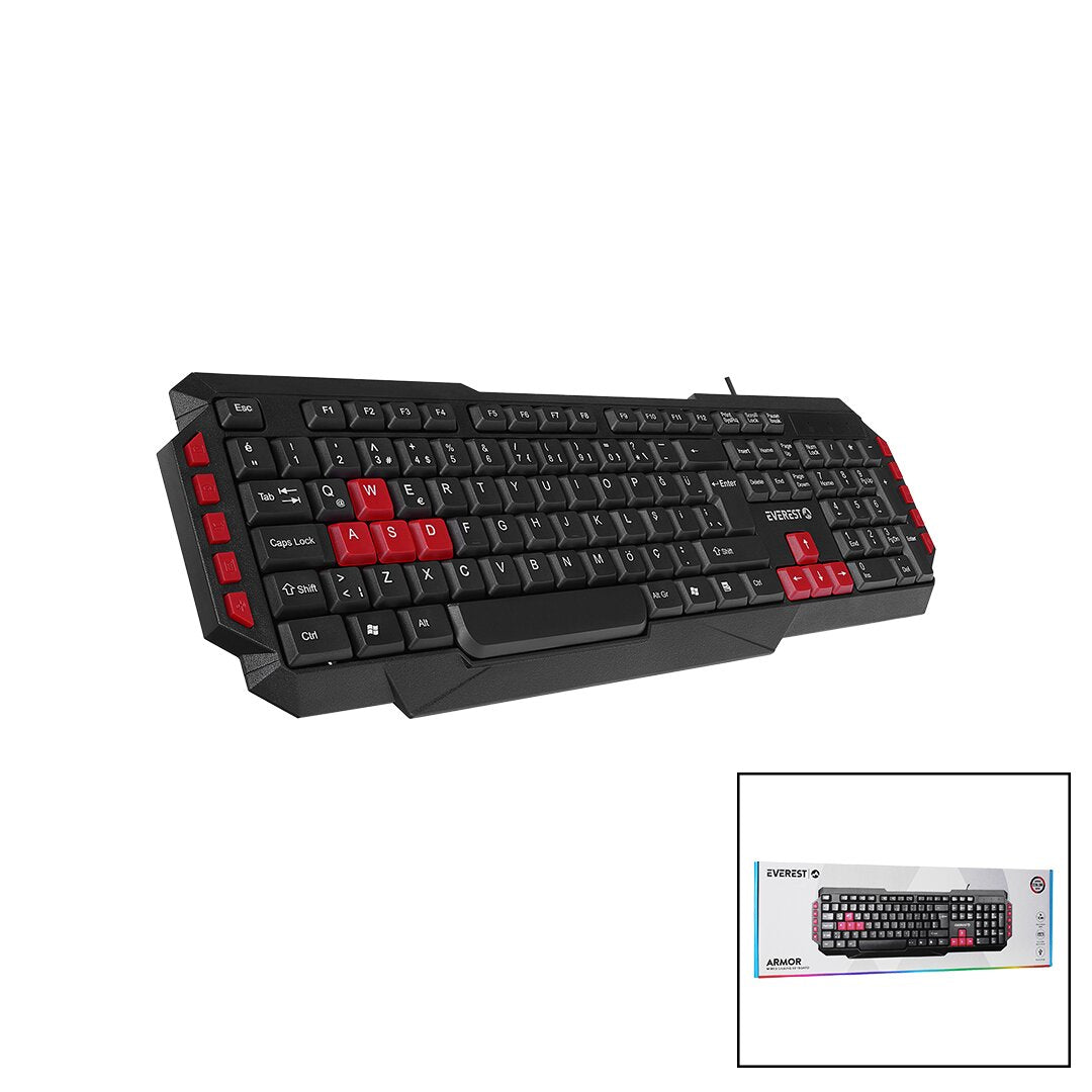 Проводная игровая клавиатура Everest Kb-g7-armor USB с цветными игровыми клавишами и мультимедийными клавишами, 150 см