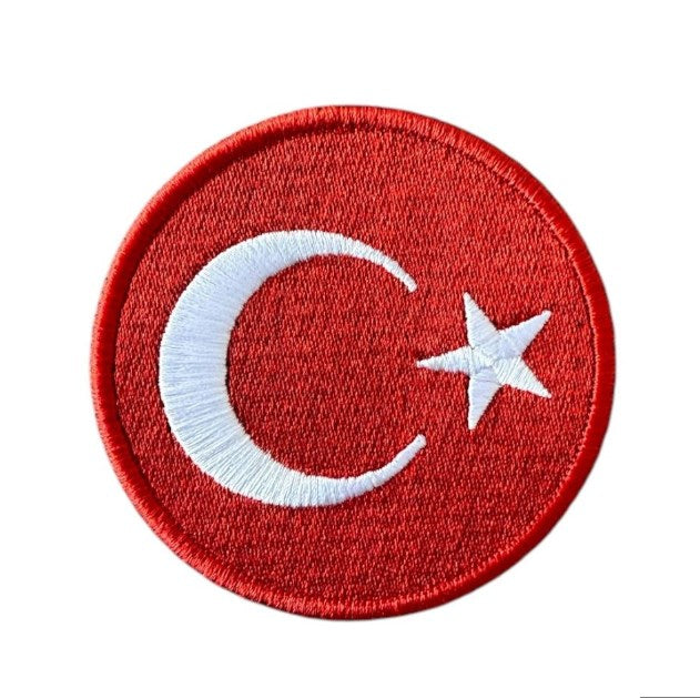 Aplike Ütü İle Yapışan Türk Bayrağı Yuvarlak Büyük Arma 5 cm