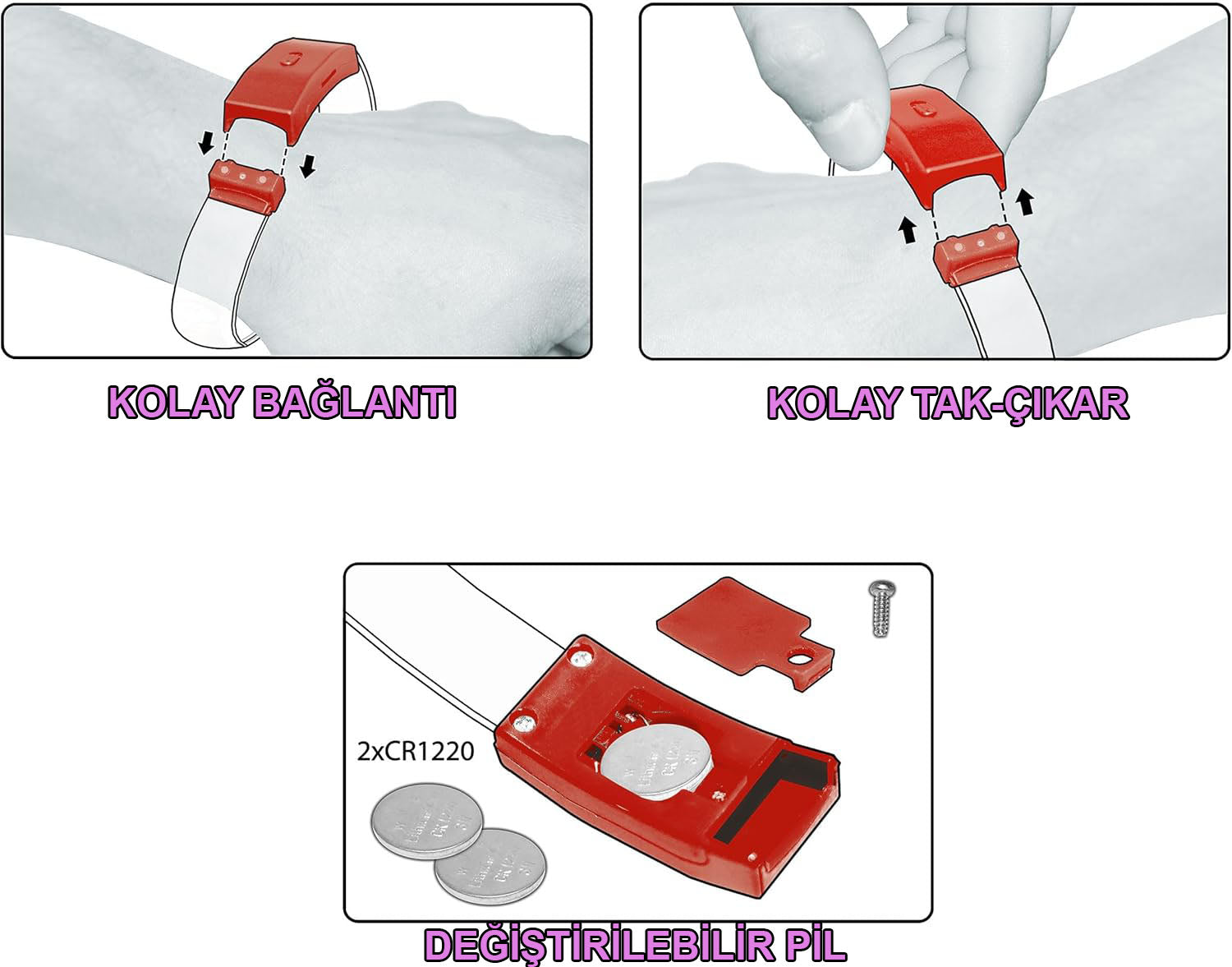 Festival &amp;amp;amp; Parti LED Bileklik Baskı Yapılabilir 3 Farklı Mod Işıklı 1 Adet