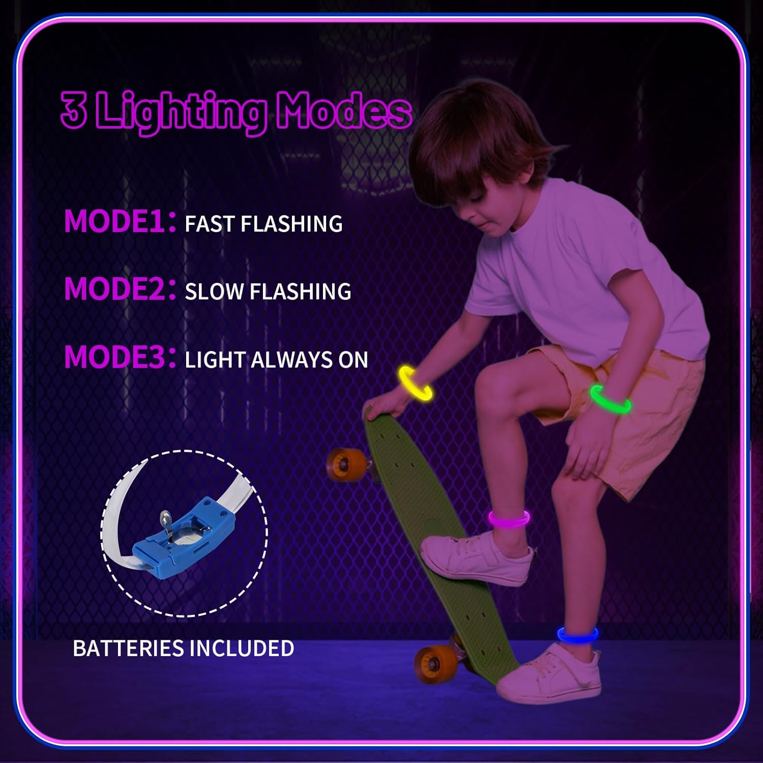 Festival &amp;amp;amp; Parti LED Bileklik Baskı Yapılabilir 3 Farklı Mod Işıklı 1 Adet