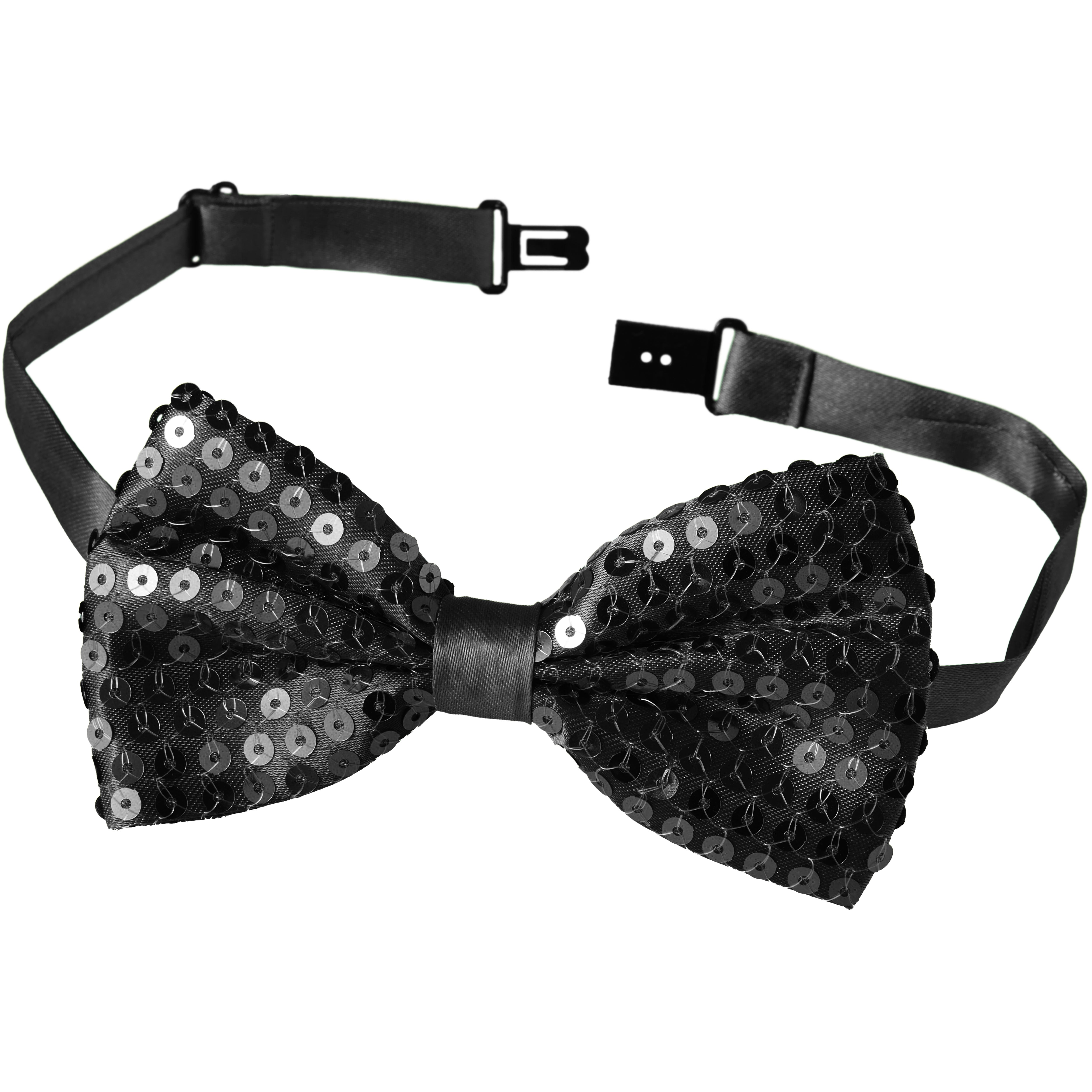 Галстук-бабочка Night Sparkle, черный, с пайетками, 7x2 см