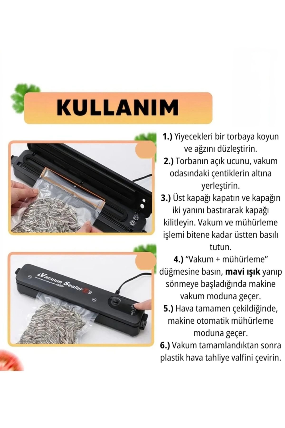 Gıda Vakum Ve Mühürleme Makinesi- Yiyecek Tazeliği Koruma Ev Ve Restoran İçin