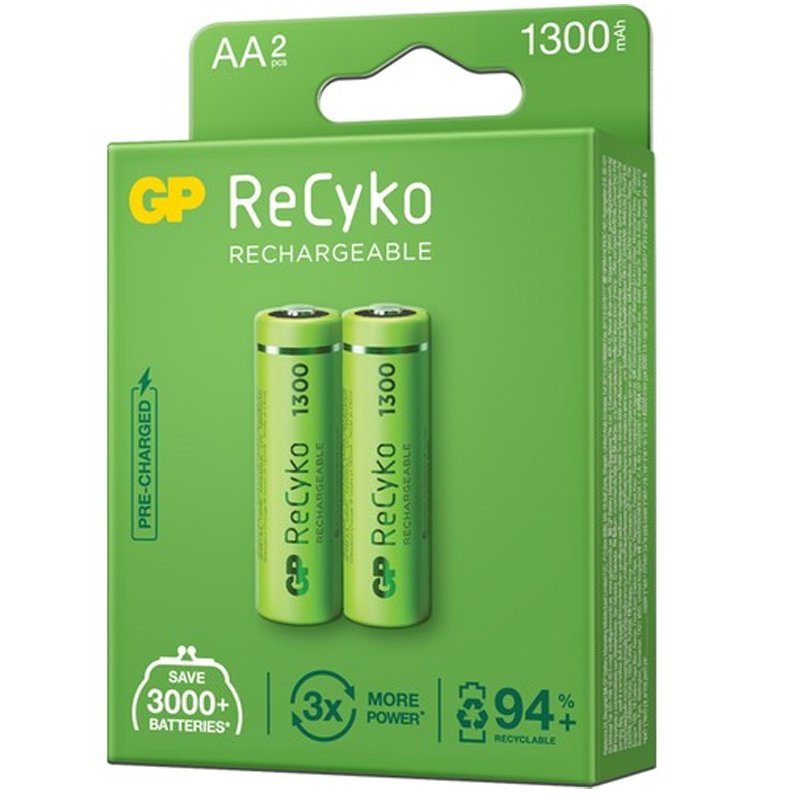 GP RECYKO 1300 MAH R6 AA ŞARJLI 2Lİ KALEM PİL GP130AAHCE-2EB2