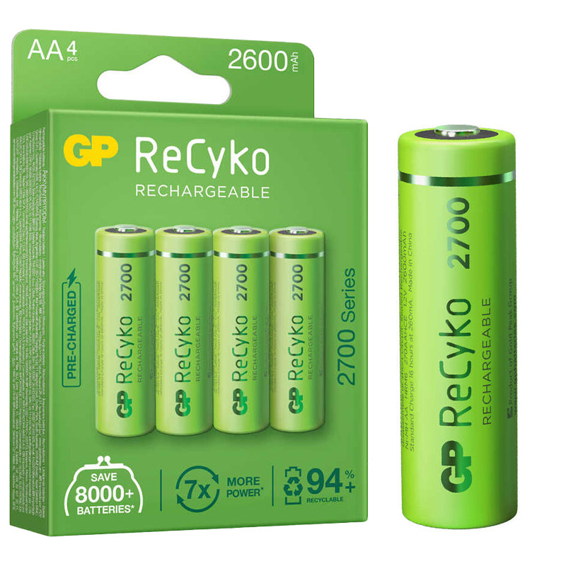 Gp Recyko Aa 2600 Mah Rechargeable 4 Battery Gp270aahce-2eb4 