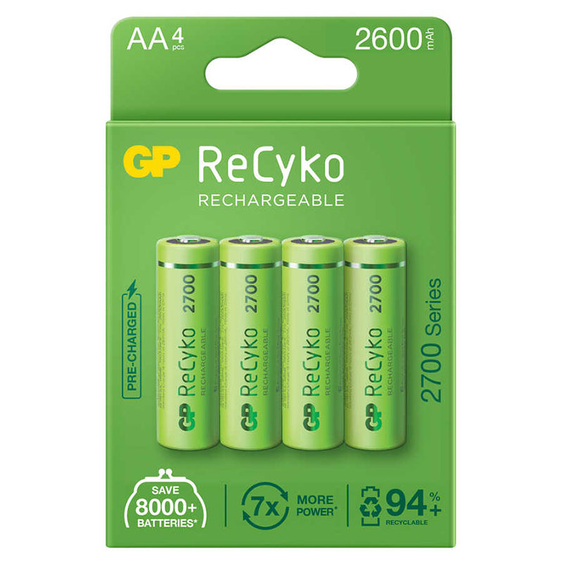 Gp Recyko Aa 2600 Mah Rechargeable 4 Battery Gp270aahce-2eb4 