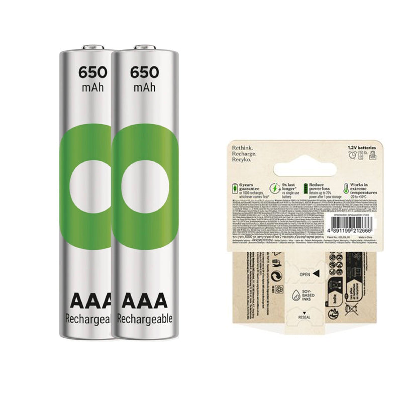 GP RECYKO 650 MAH R03 AAA ŞARJLI 2Lİ İNCE KALEM PİL GP65AAAHCE-2EB2