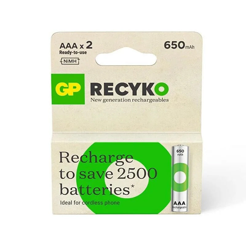 GP RECYKO 650 MAH R03 AAA ŞARJLI 2Lİ İNCE KALEM PİL GP65AAAHCE-2EB2