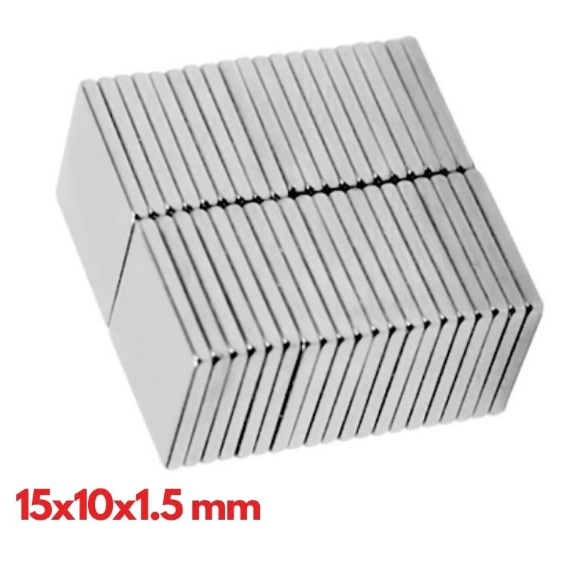 2 Adet 15x10x1.5 Mm Köşeli Neodyum Mıknatıs N35 Magnet Dayanıklı Nikel Kaplama