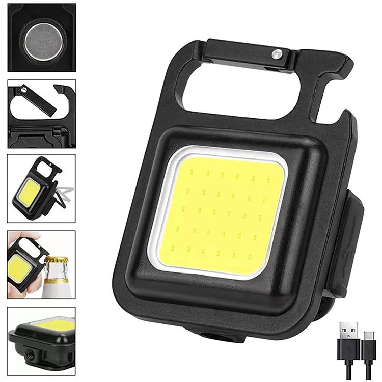 Hs-37 Led Anahtarlıklı Cep Boy Cob Led Metal Kasa Mıknatıslı Şişe Açacağı Usb’li Şarj Edilebilir El