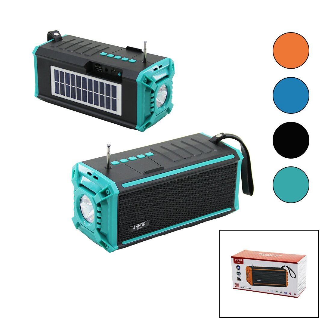 J-İPOK P-520 HASUBA HS-293 FENERLİ SOLAR PANELLİ - USB ŞARJLI BLUETOOTH FM RADYO MP3 USB - TF PLAYE
