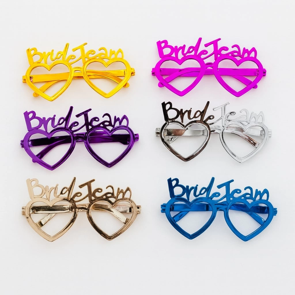 Kalpli Bride Team Gözlük Seti 6 Renk - Kına  Düğün Partileri İçin