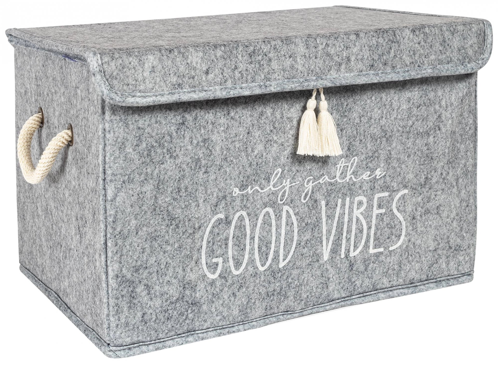 Kapaklı Püskül Detaylı Düzenleyici Çok Amaçlı Organizer Keçe Sepet