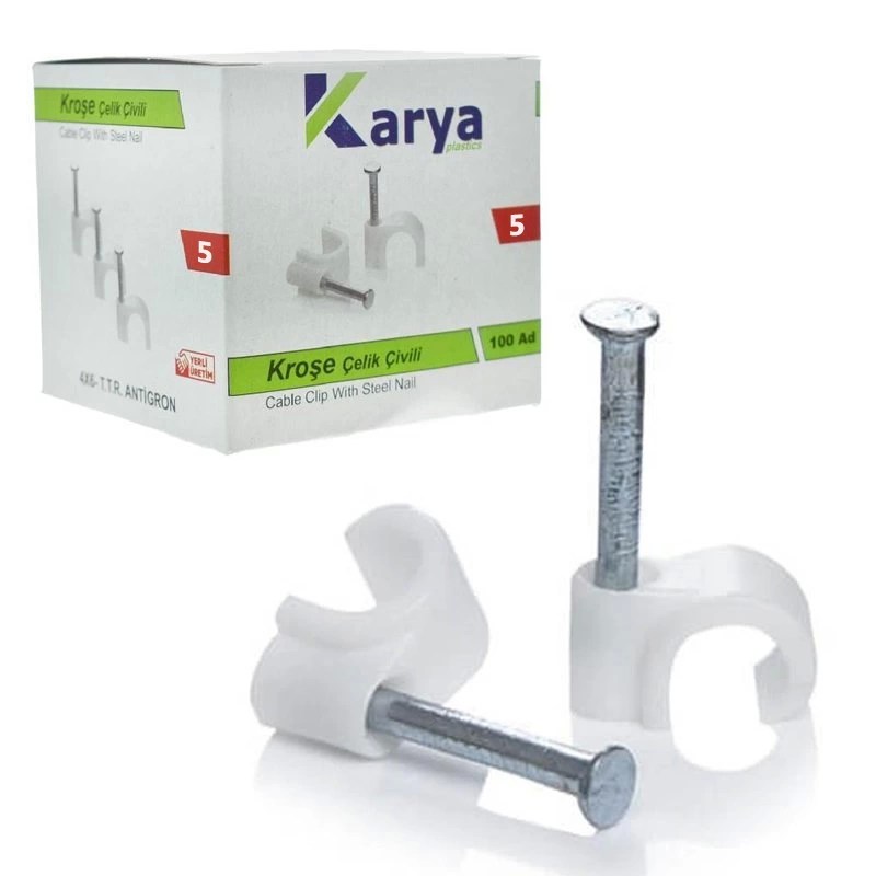 Karya 5 Numara 10 Mm Kroşe 100Lü Paket2X4 - 4X4 Antigron Kablolar İçin