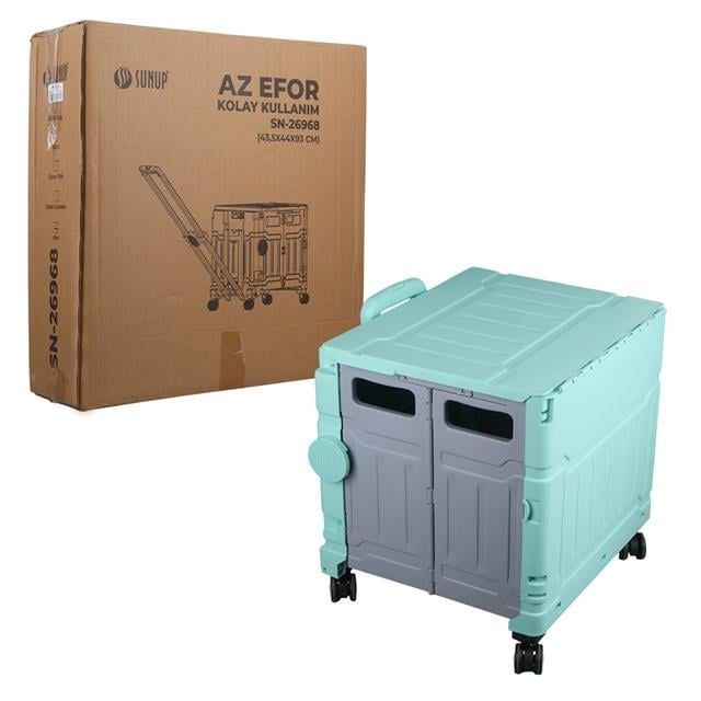 Katlanabilir Market Pazar Kamp Tekerlekli Alışveriş Arabası 60KG Kapasiteli