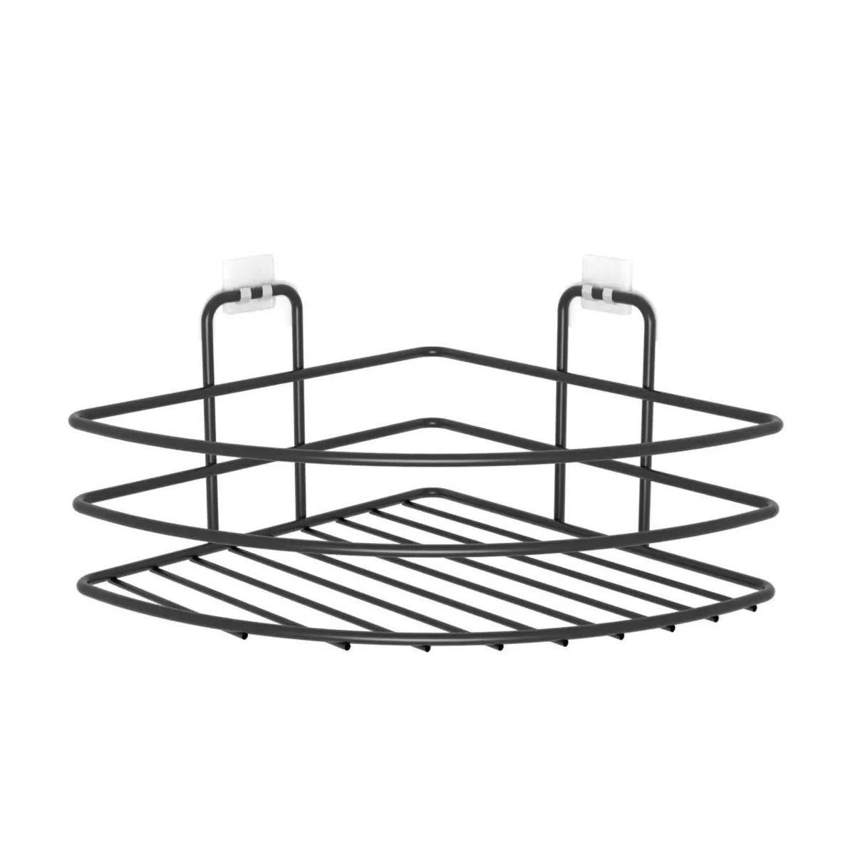 Самоклеящаяся, не требующая сборки, одноярусная угловая вешалка для ванной, держатель для шампуня, черная (4620)