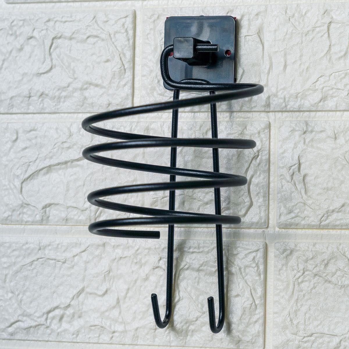 Самоклеящаяся черная вешалка для фена из нержавеющей стали (4620)