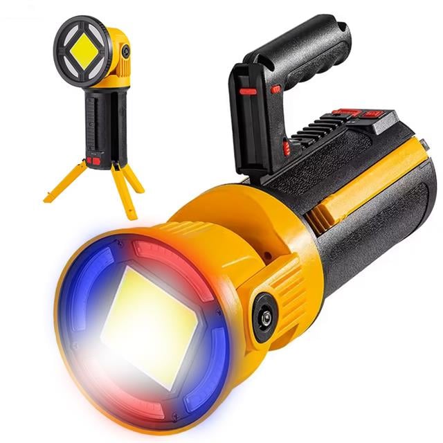 Kırmızı Mavi Çakarlı COB Ledli Şarjlı Kamp El Feneri Işıldak MX-W5164-3