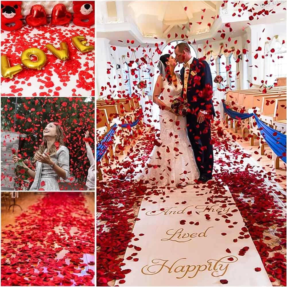 Kırmızı Renk Gül Yaprağı Şekilli Konfeti – 5 Paket 500 Adet