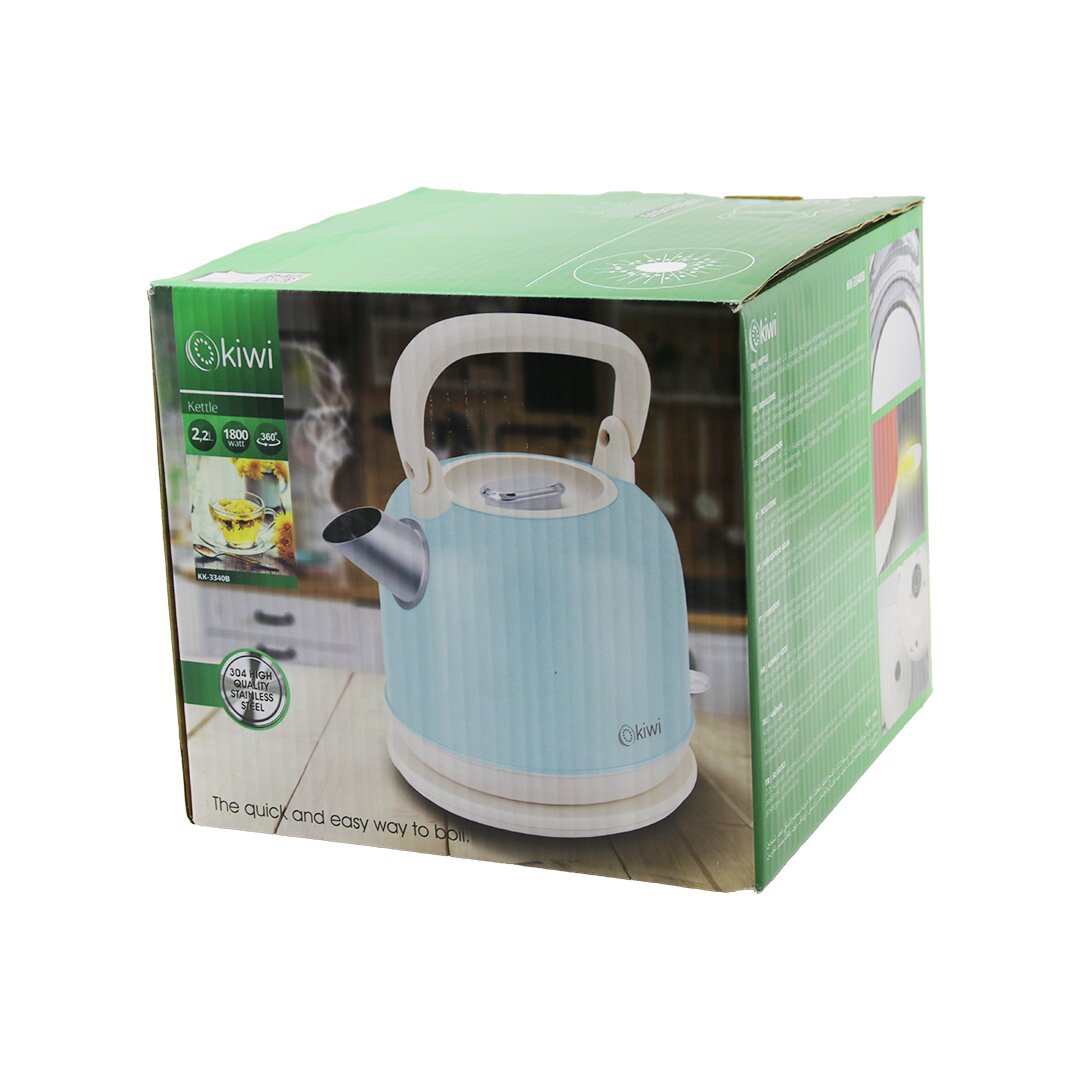 KİWİ KK-3340B MAVİ NOSTALJİ DEMLİK MODELÇELİK KETTLE SU ISITICI 2.2LT 1800W PASLANMAZ ÇELİK GÖVDE-