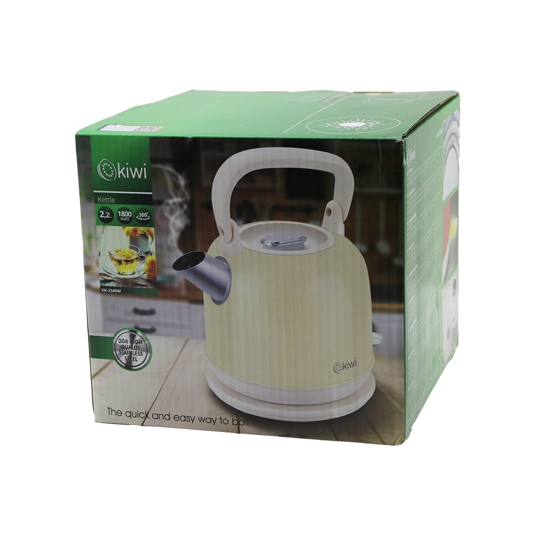 KİWİ KK-3340W KREM NOSTALJİ DEMLİK MODELÇELİK KETTLE SU ISITICI 2.2LT1800W PASLANMAZ ÇELİK GÖVDE- G