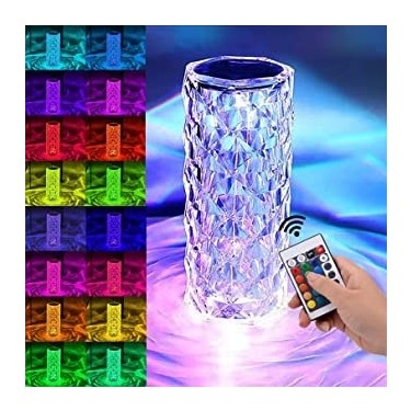 Kristal Elmas Masa Lambası 16 Renk Usb Şarjlı Dokunmatik