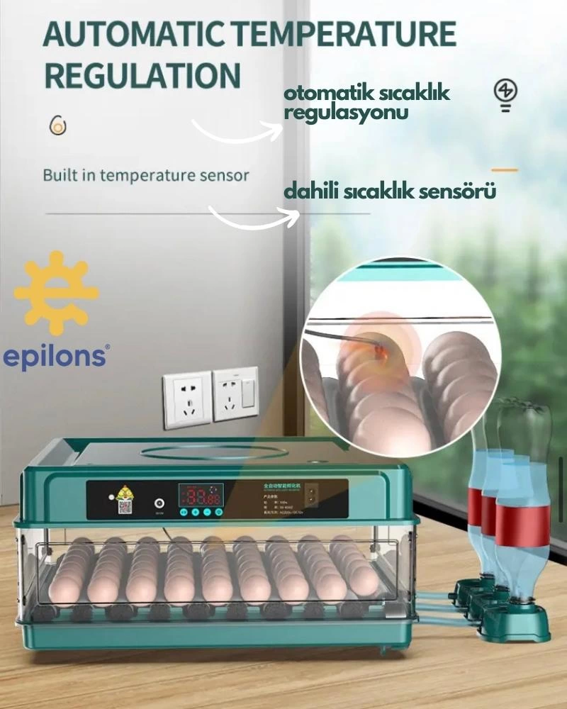 Kuluçka Makinesi Epo-130my Extra Hediyeli 130 Yumutalık Yedek Motorlu İncubator