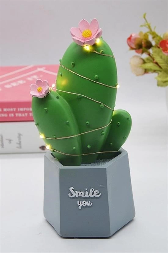 Led Işıklı Kaktüs Biblo Ev Dekorasyon ve Hediyelik Eşya Led Aydınlatma