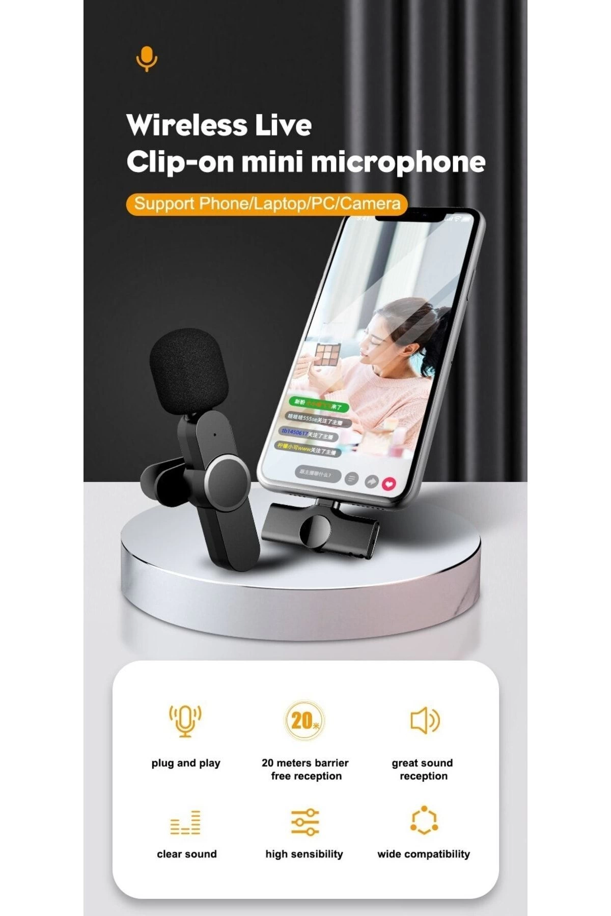 Lightning Girişli Iphone Uyumlu Ikili Kablosuz Yaka Mikrofonu Youtube Facebook Tiktok Vlog