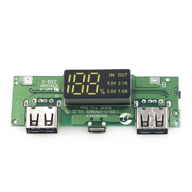 Lityum Pil Powerbank Şarj Modülü Dijital Ekranlı İki Port 5V-2.1A