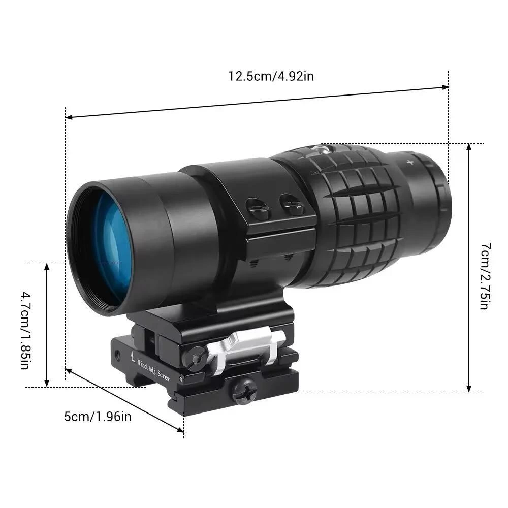 Magnifier 3x Yakınlaştırmalı Dürbün - 22mm Ray Uyumlu, Katlanır Yaylı Ayaklı