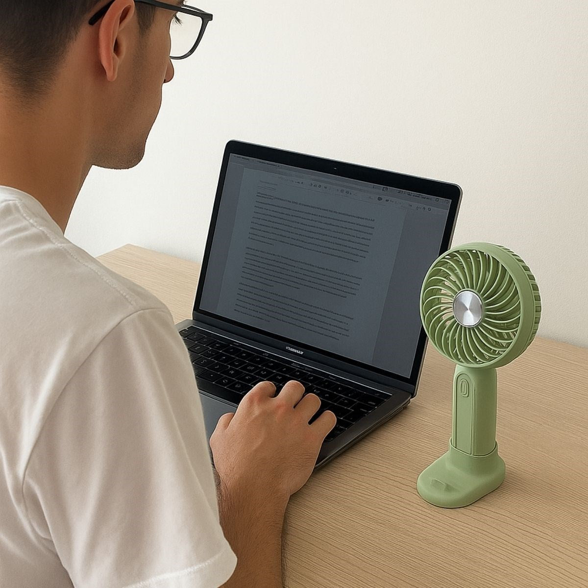 Masa Üstü Standlı USB ile Şarj Olabilen 3 Ayarlı Fan Modlu Çanta Tipi El Fanı