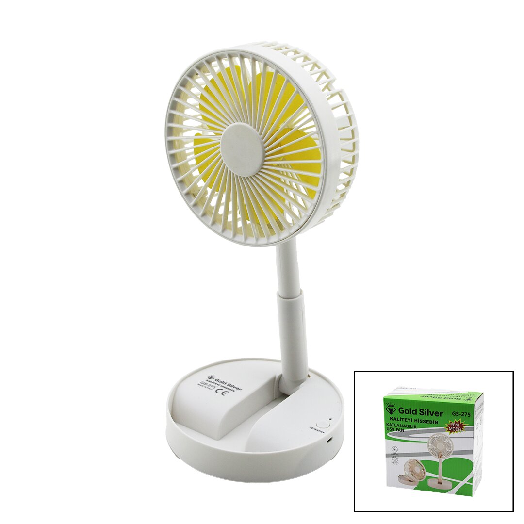 MASA ÜSTÜ VANTİLATÖR USB ŞARJIL KATLANIR FAN=13.6CM - UZAYAN AYAK=11-16CM 180 DERECE TELEFONLUKLU G