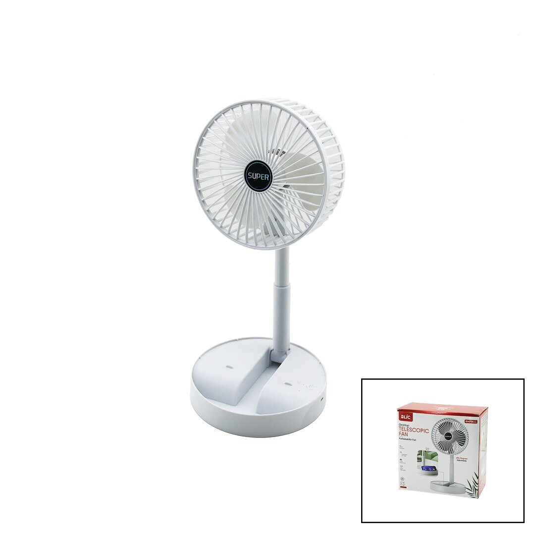 MASA ÜSTÜ VANTİLATÖR USB ŞARJLI KATLANIR FAN=16.4CM - UZAYAN AYAK=12.5-19CM 180 DERECE DÖNEBİLEN TE