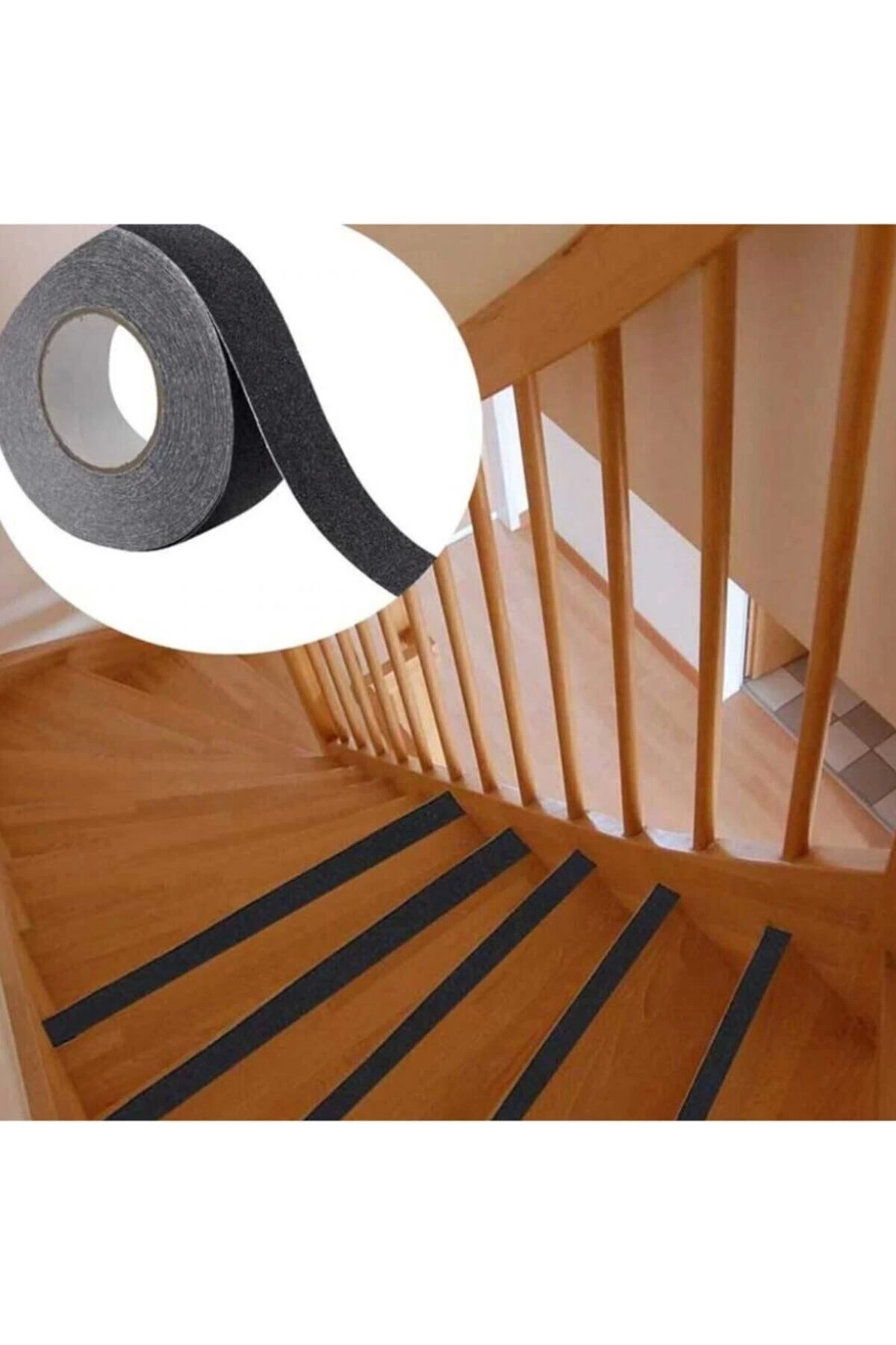 Merdiven Zemin Kaydırmaz Güçlü Bant Yapışkanlı Kaymaz Bant Siyah 25 Mm X 5 Metre