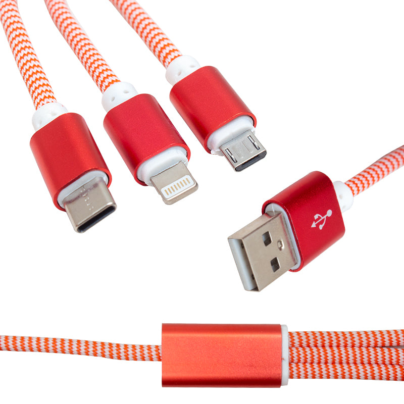 Металлический кабель для зарядки и передачи данных Micro USB/Type-C/Lightning 2.1A длиной 1,2 метра 
