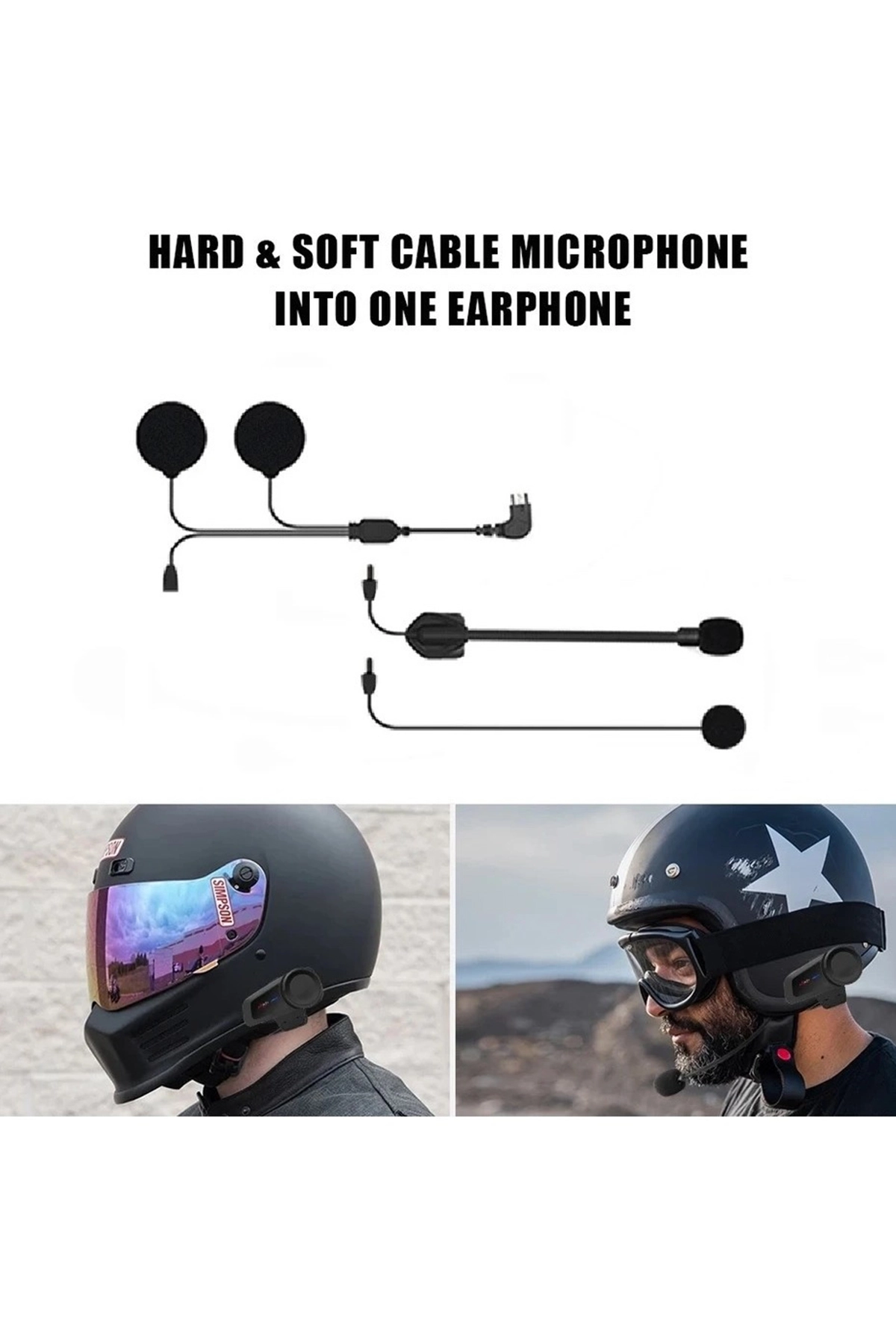 Mikrofonlu Motosiklet Kaskı Kulaklığı Tam/yarım Yüz Kaskları İçin 2’si 1 Arada Kulaklık Seti