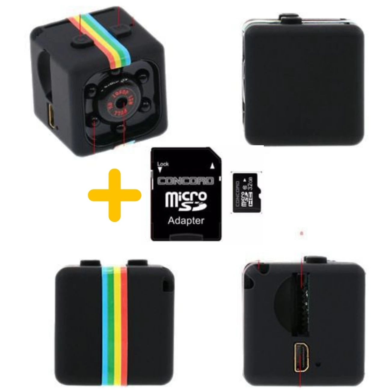 Mini SQ11 Kamera Full Hd Mikro Gizli Araç Kamerası Gece Görüşlü Taşınabilir Güvenlik Kaydedici 32gb